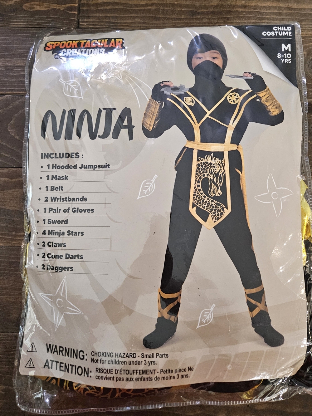 Spooktacular Creations Black & Gold Dragon Ninja Costume - Kids M (8-10)